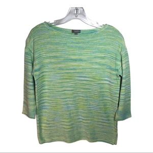 Talbots 3/4 sleeved sweater aqua & lime size P